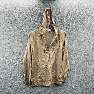 Zenergy‎ Chicos Women Hoodie 0 Small Tan Pullover 1/4 Zip Hooded Sweatshirt